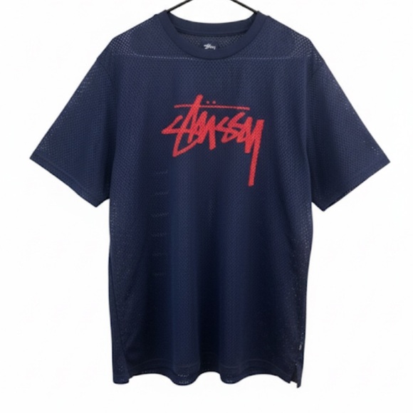 Stüssy RARE Navy/Orange Jersey Mesh Shirt Size XL Excellent Condition! - Picture 1 of 9
